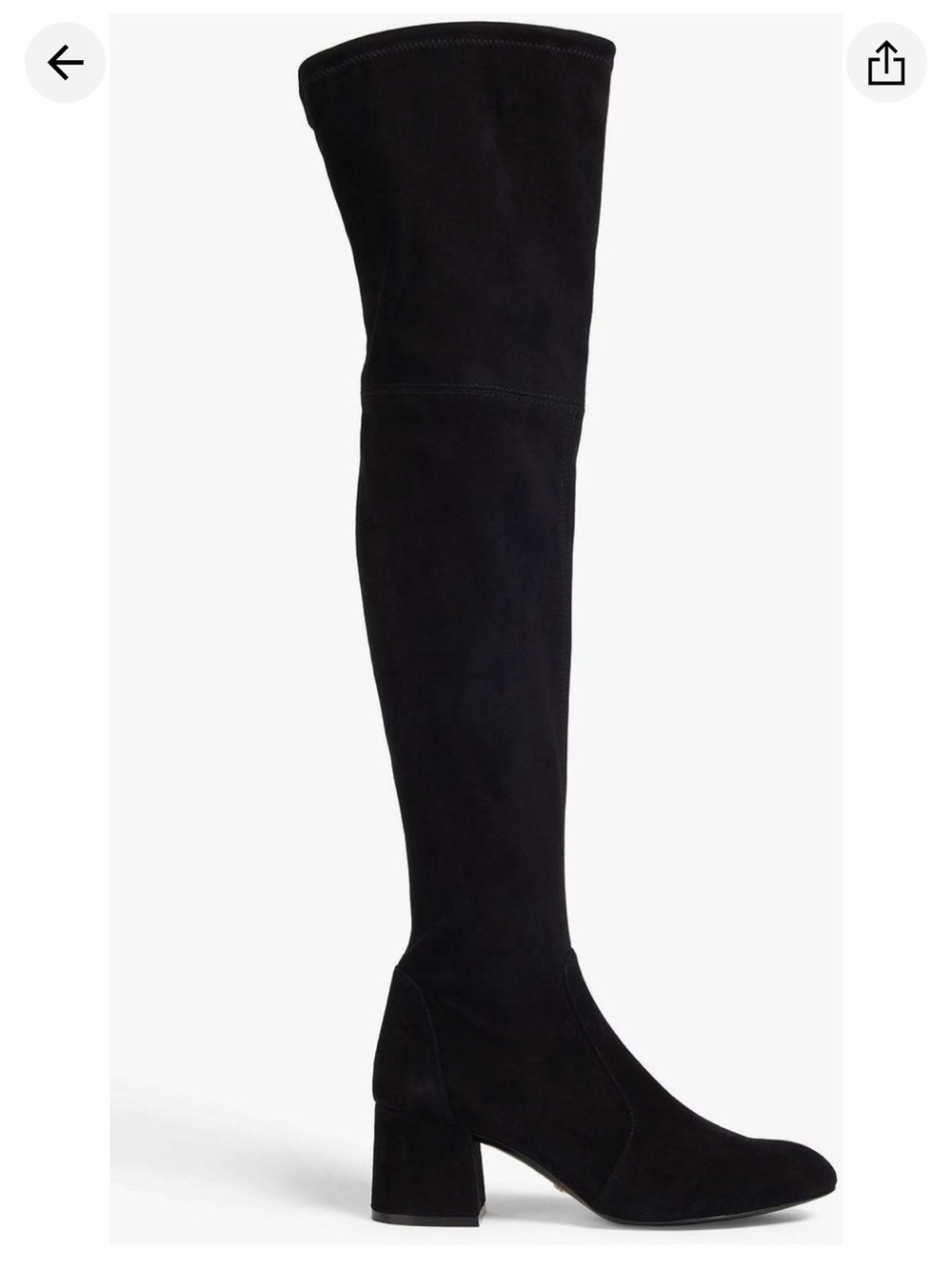 Stuart Weitzman Black Suede Over-the-Knee Block Heel Boots